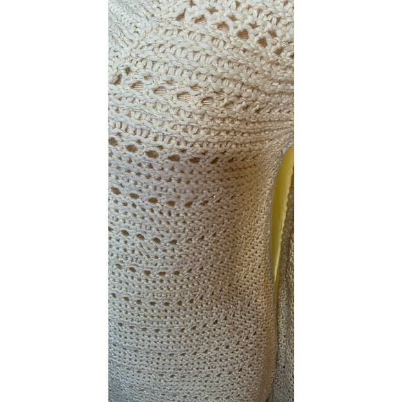 Lucky Brand Womens Sweater Cream Metallic Wool Alpaca Size L - Picture 2 of 5